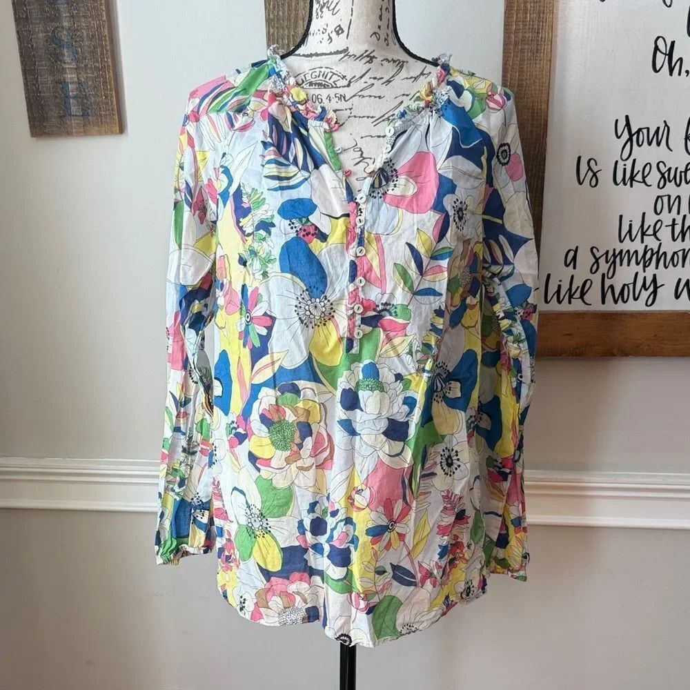 Talbots Cotton Floral Button-Up Blouse